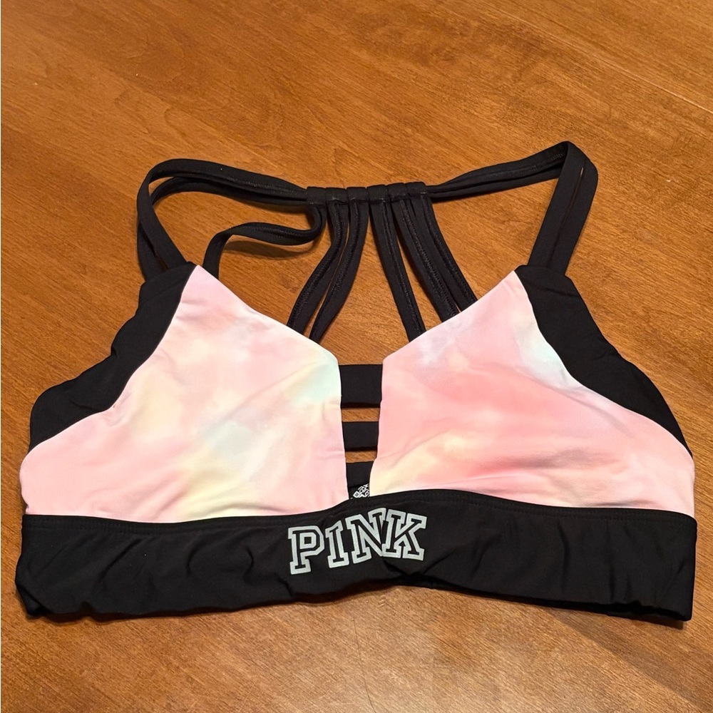 PINK Victoria's Secret Ultimate Pink and Black Sports Bra S/P Unlined - Picture 2 of 9